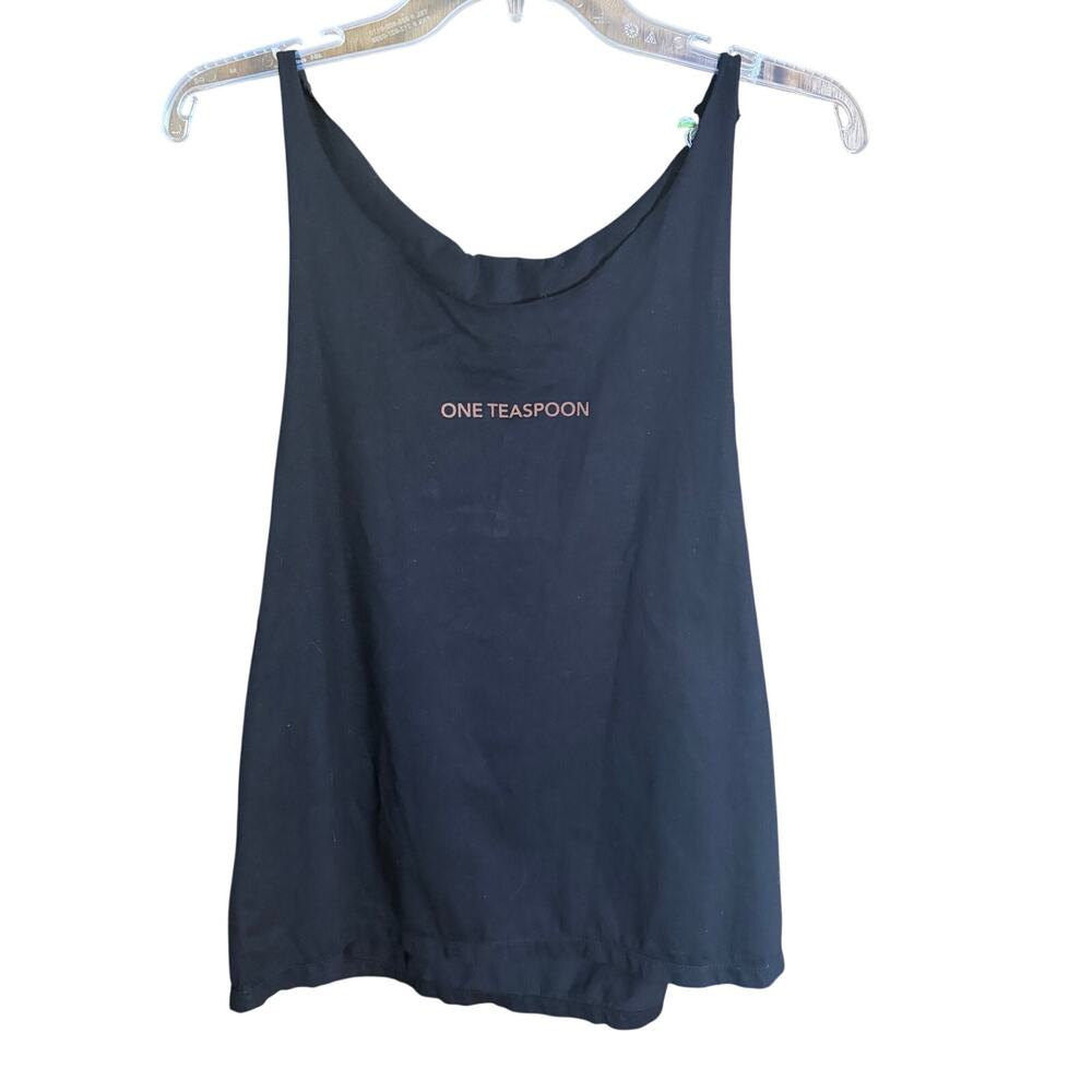 NWT One Teaspoon Baller Thermal Tank Black Organic Cotton‎ Size L Oversized Top